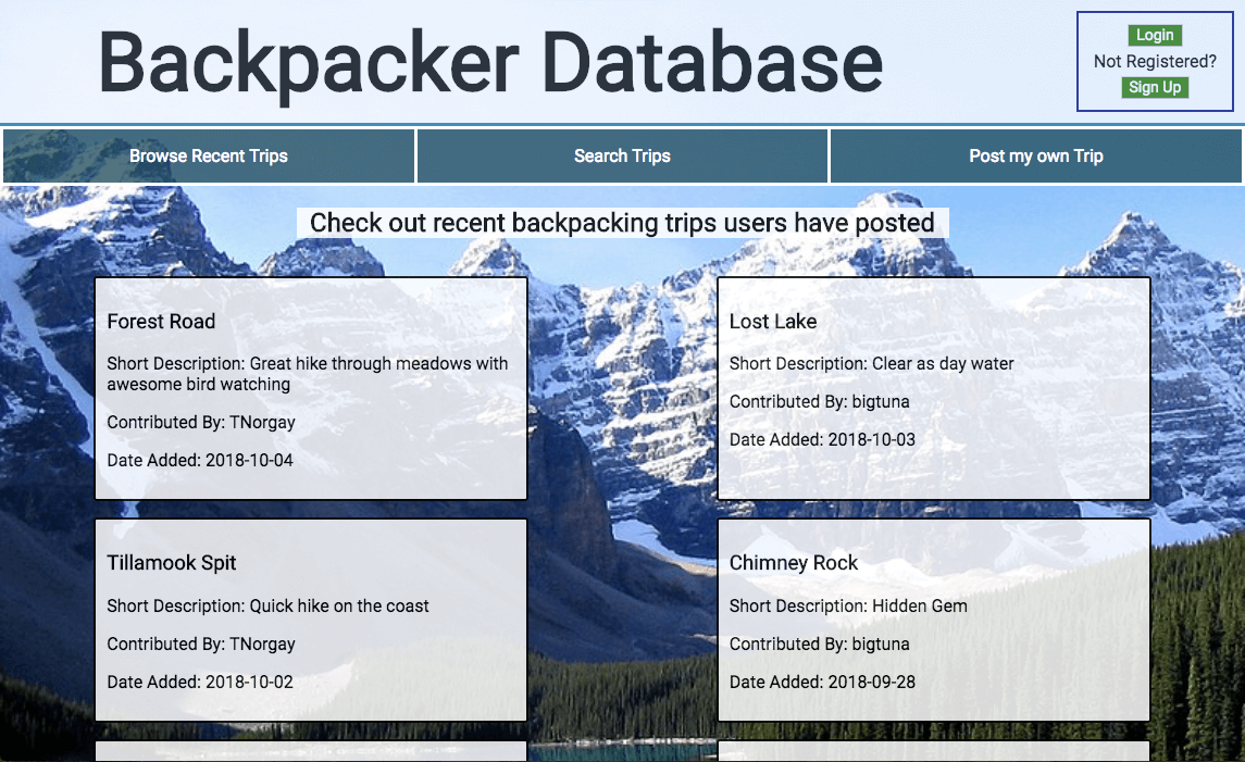 Backpacker Database